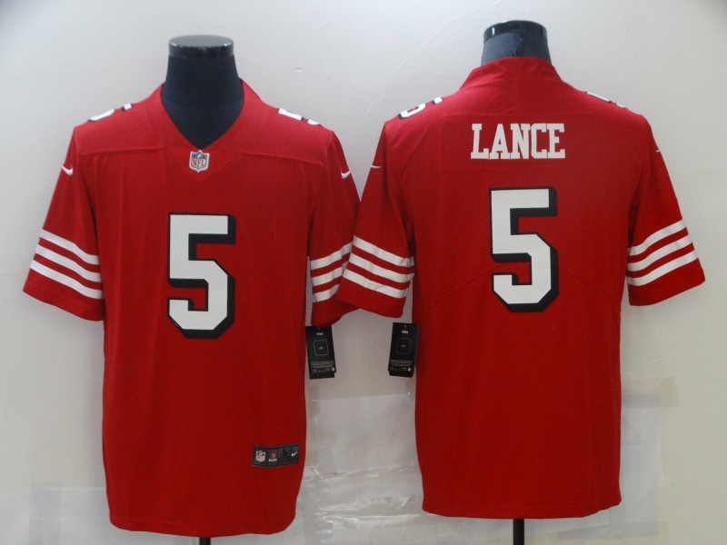 Men San Francisco 49ers #5 Lance Red New Nike Vapor Untouchable Limited 2021 NFL Jersey